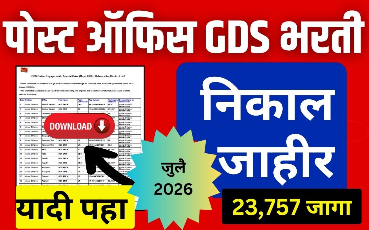 GDS Post Office Bharti Result 2026